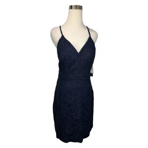 City Triangles Navy Blue Sparkle Cocktail Party Prom Mini Dress Junior Size 11